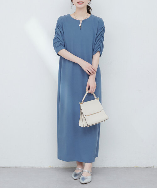 「natural couture」 半袖ワンピース FREE レッド レディース_画像4