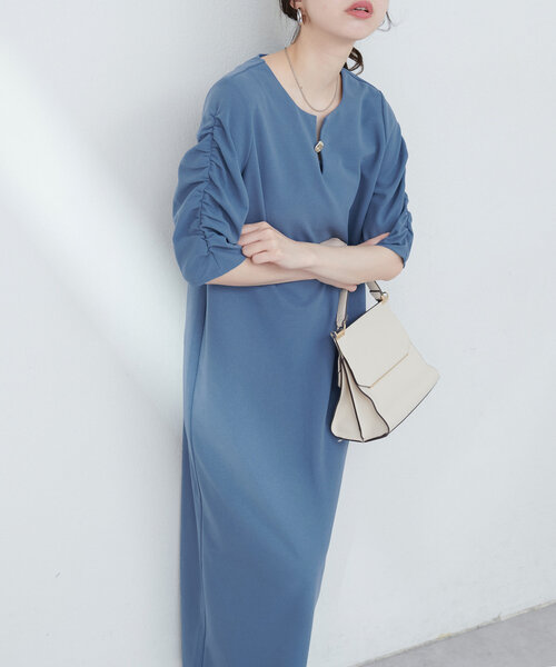 「natural couture」 半袖ワンピース FREE レッド レディース_画像7