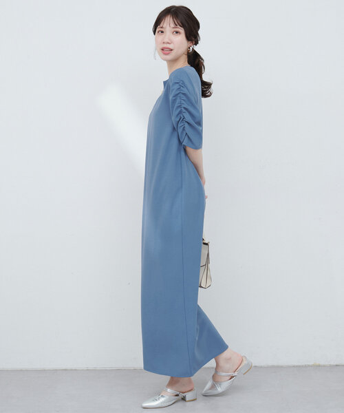 「natural couture」 半袖ワンピース FREE レッド レディース_画像9