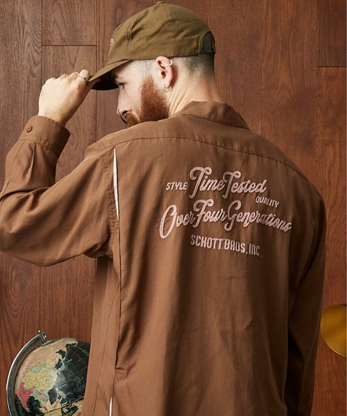 Schott N.Y.C（ショット） 「schott」 長袖シャツ M ブラウン メンズ