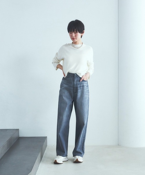 ヤヌーク　アニュアンス　ハイウエストデニムパンツ　グレー　25 YANUK（ヤヌーク） デニムパンツ 25inch ライトグレー レディース