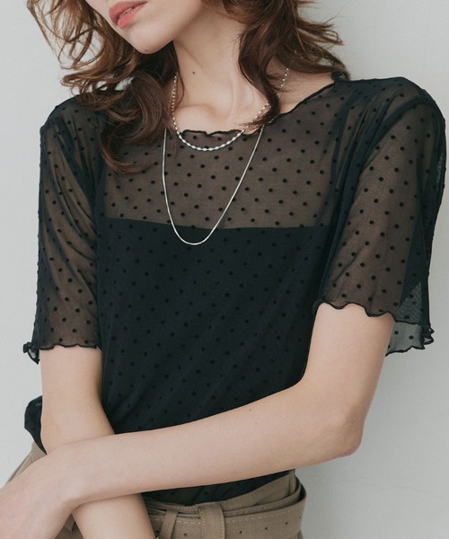 yohei ohno シアートップス　ドット ad thie（アドティエ） tシャツ 半袖 ドット シアー トップス