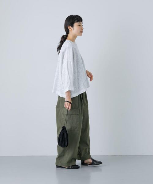 かぐれ ブラウス シャツ コットンクロス刺しゅうワイドシャツ