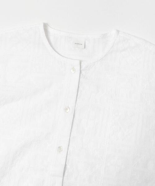 かぐれ ブラウス シャツ コットンクロス刺しゅうワイドシャツ