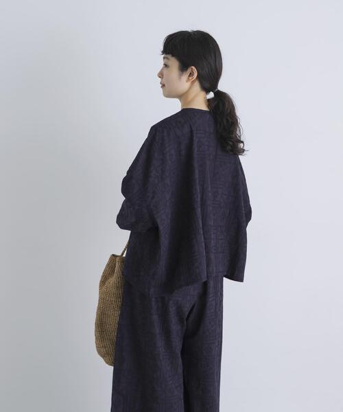 かぐれ ブラウス シャツ コットンクロス刺しゅうワイドシャツ