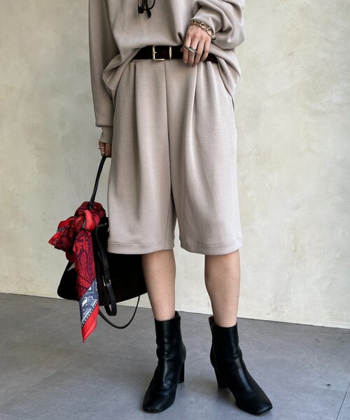CHANEL ビンテージレザー切り替えハーフパンツ42サイズ DouDou（ドゥドゥ） ハーフパンツ パンツ 短パン 「セットアップ対応
