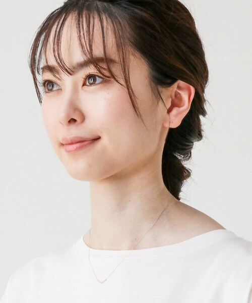 ダイヤモンドカーブネックレス COCOSHNIK（ココシュニック） ネックレス K10ダイヤモンド カーブ
