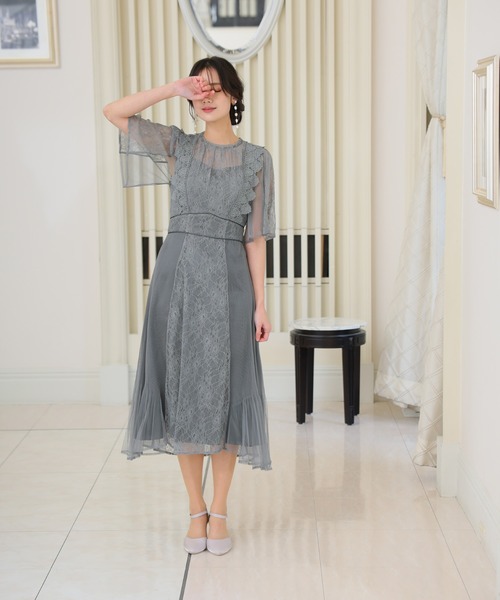 PourVous（プールヴー） ドレス 袖あり＆ミモレ丈 パーティードレス