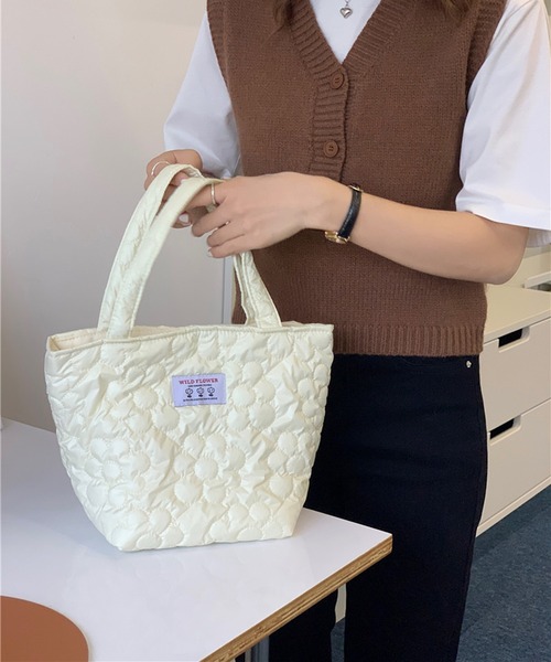 cream creme トートバッグ フラワーキルティングバッグ レディース