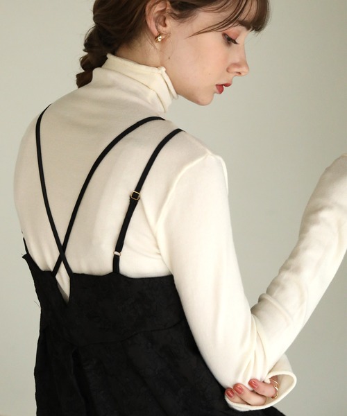 ワンピース ジャガードダブルストラップキャミワンピース ワンピース 