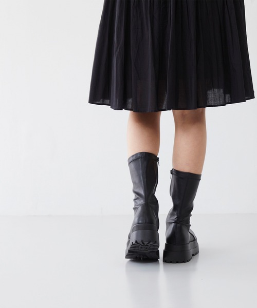 menue（メヌエ） ブーツ ストレッチ 厚底 ミドルブーツ レディース