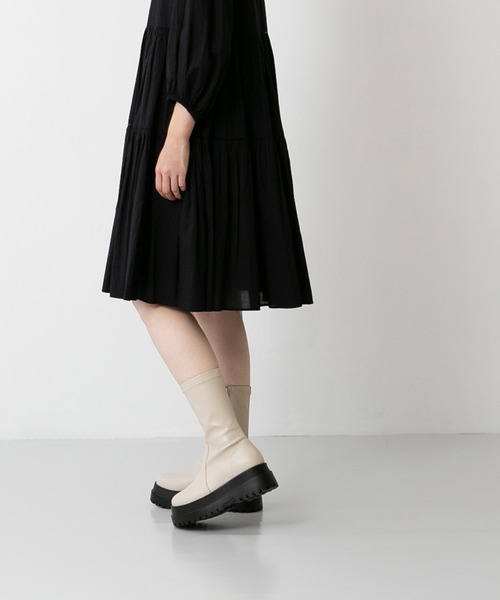menue（メヌエ） ブーツ ストレッチ 厚底 ミドルブーツ レディース