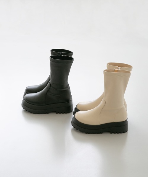 menue（メヌエ） ブーツ ストレッチ 厚底 ミドルブーツ レディース