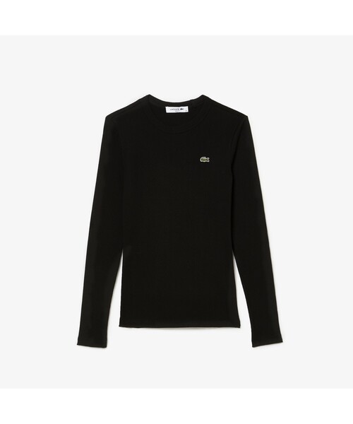 LACOSTE tシャツ ワンポイントリブニットスリムセーター