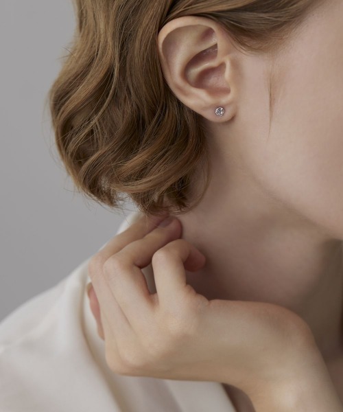 ピアス K10ホワイトゴールド 一粒 ピアス レディース_3