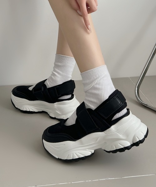 Shoes in Closet サンダル 軽量厚底 ボリュームソール ベルクロ