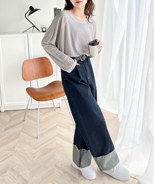 tシャツ ゆるっとこなれトップス。袖ライン×無地アソートシアートップス レディース | classicalelf | 24