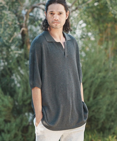 CAMBIO（カンビオ） ポロシャツ mhs2106- Basket Knit Skipper Polo