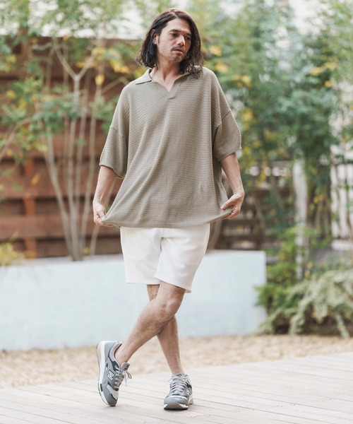 CAMBIO（カンビオ） ポロシャツ mhs2106- Basket Knit Skipper Polo