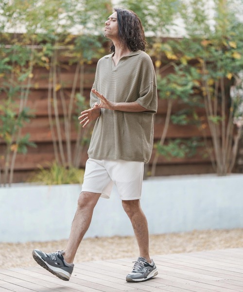 CAMBIO（カンビオ） ポロシャツ mhs2106- Basket Knit Skipper Polo