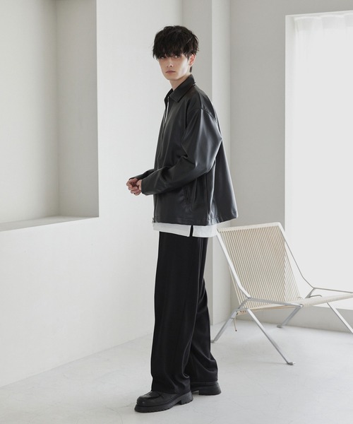 CTHY コート ジャケット 合成皮革オーバーサイズダブルジップ