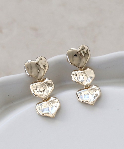 Three Four Time ピアス ハート3連ピアス レディース : ZOZOTOWN Yahoo