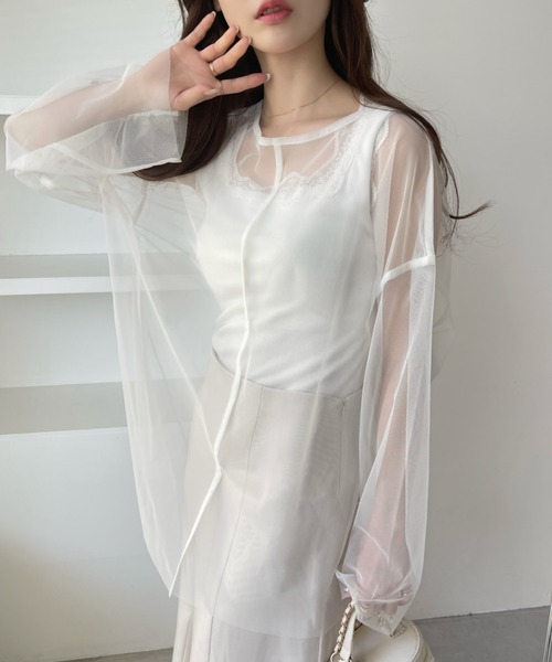 Ada. tシャツ メッシュ オーバーサイズ プルオーバー レディース