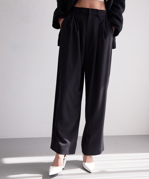スラックス パンツ ダブルタックパンツ レディース : ZOZOTOWN