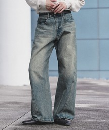 WYM VINTAGE WASHED CURVED DENIM 【新品】 WYM LIDNM ワイドパンツ ジーンズ VINTAGE WASHED CURVED DENIM メンズ