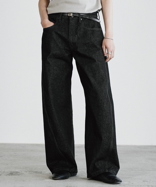 WYM LIDNM ワイドパンツ ジーンズ VINTAGE WASHED CURVED DENIM メンズ