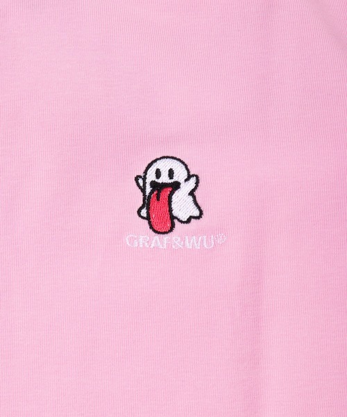 tシャツ GRAF＆WU ゴースト刺繍 クロップド丈 スリムフィット 半袖Tシャツ レディース GRAF＆WU tシャツ ゴースト刺繍 クロップド丈 スリムフィット