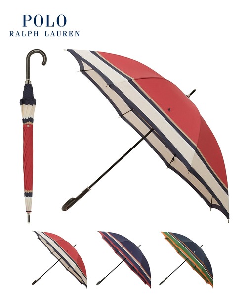 【未使用品】ポロラルフローレン ボーダー 長傘 ブルー 60cm POLO RALPH LAUREN ポロ ラルフ ローレン 雨傘 長傘 ボーダー