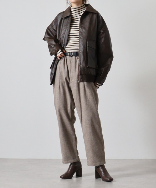 SUGGESTION パンツ Melton wide pants / メルトン ワイドパンツ unisex