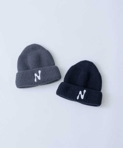 Nanmo. ニット帽 ニットキャップ ロゴニットキャップ メンズ