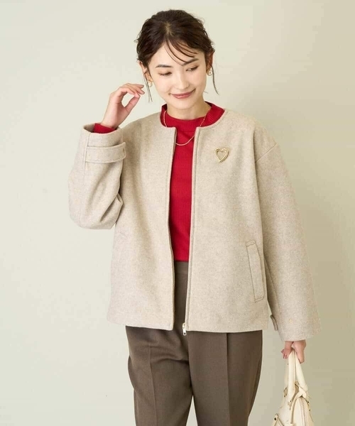 yori ノーカラーコクーンジャケット　ネイビー DETAILS ジャケット ノーカラージャケット women/ノーカラー