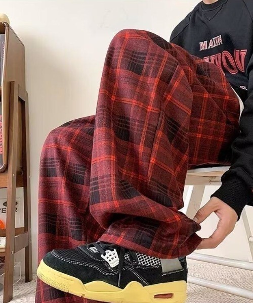 B.R.U パンツ チェック柄イージーパンツ メンズ レディース : ZOZOTOWN
