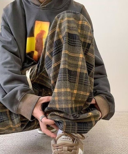 B.R.U パンツ チェック柄イージーパンツ メンズ レディース : ZOZOTOWN