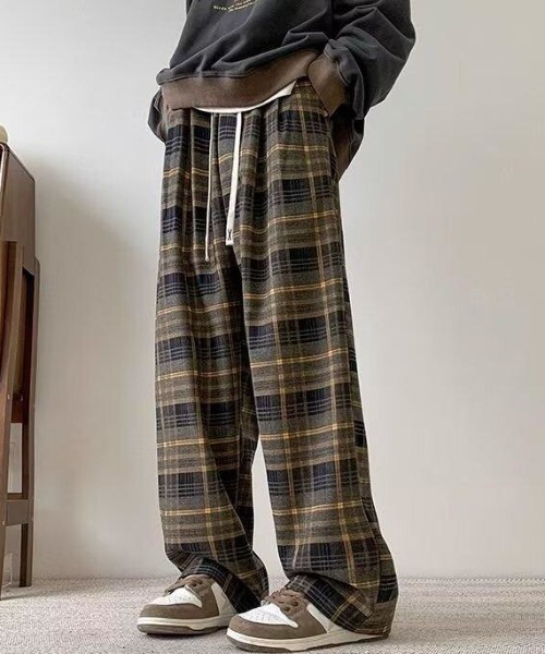 B.R.U パンツ チェック柄イージーパンツ メンズ レディース : ZOZOTOWN