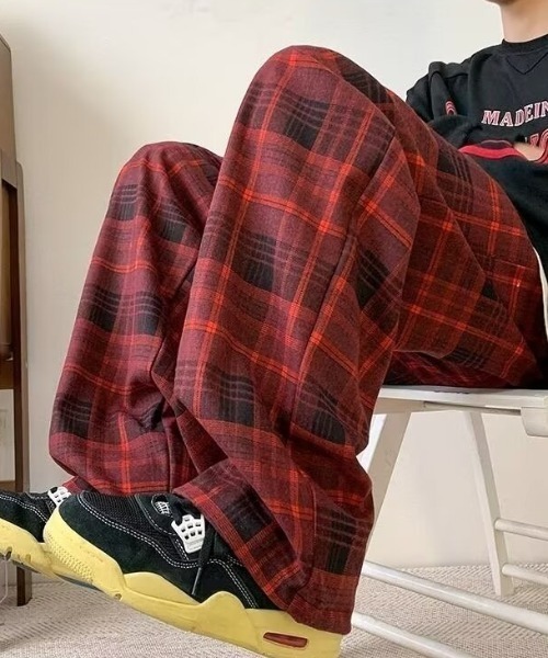 B.R.U パンツ チェック柄イージーパンツ メンズ レディース : ZOZOTOWN