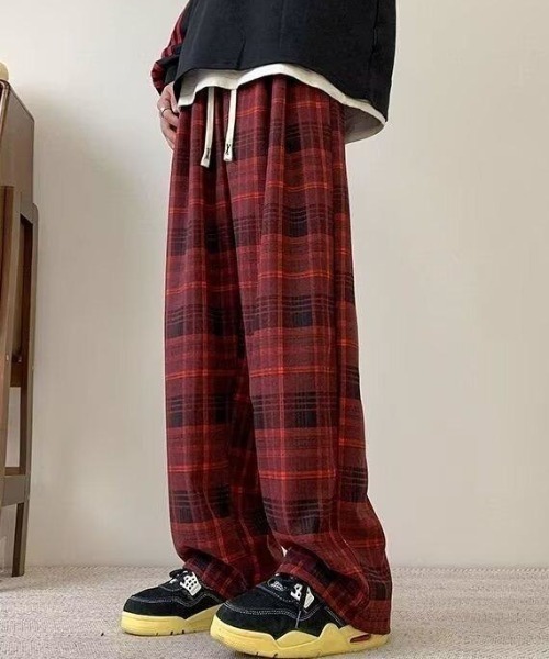 B.R.U パンツ チェック柄イージーパンツ メンズ レディース : ZOZOTOWN