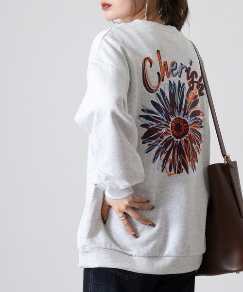 NEW! 花柄刺繍が可愛い*【adidas】ロゴ クルーネック スウェット