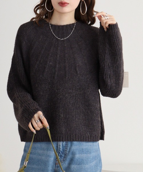 ニット セーター BRODIAEA アルパカ混　ラメ使い求心編みニット レディース