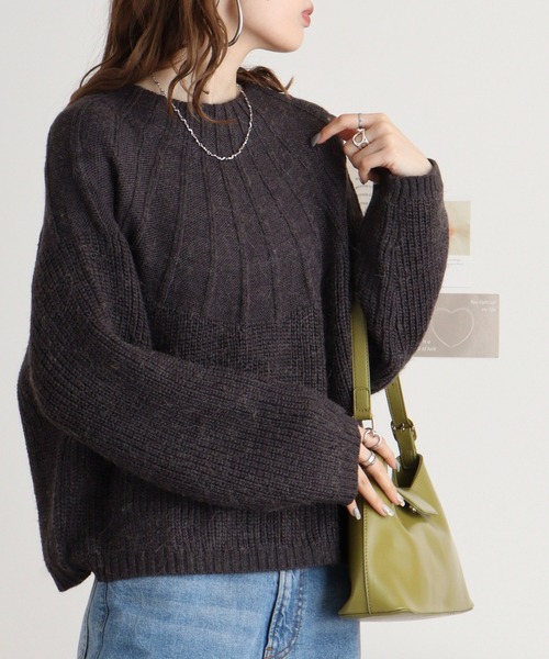 ニット セーター BRODIAEA アルパカ混　ラメ使い求心編みニット レディース ニット セーター BRODIAEA アルパカ混 ラメ使い求心編みニット