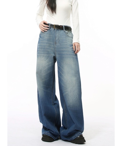 【美品】45R バギーデニムパンツ ジーンズ フラップポケット ライトブルー バギー デニムパンツ ライトブルー | EYARN