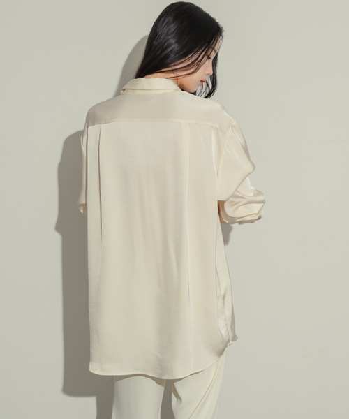 ブラウス シャツ ワッシャーサテンベーシックシャツ レディース NEUNA ブラウス シャツ ワッシャーサテンベーシックシャツ