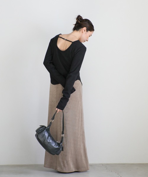 draw drawers バックオープンTシャツ ベージュ draw