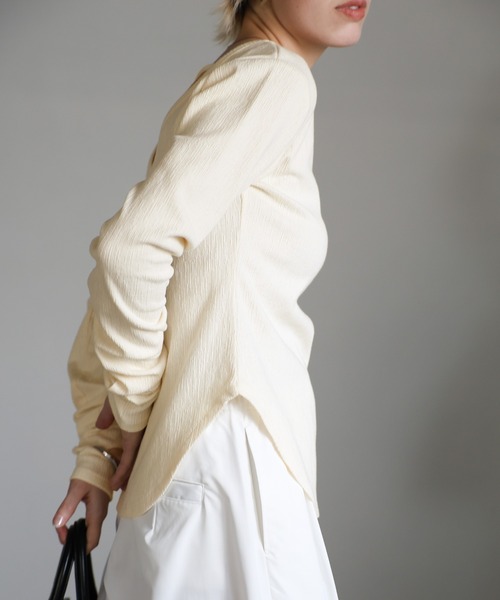 draw drawers バックオープンTシャツ ベージュ draw