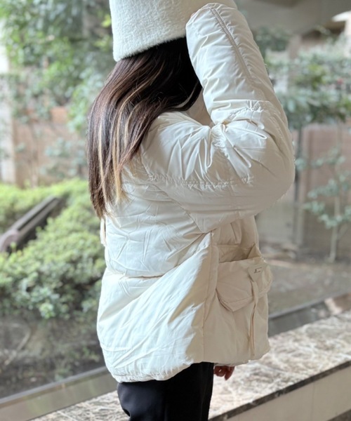 roomy ブルゾン アウター スタンドポケットリボン中綿ブルソン