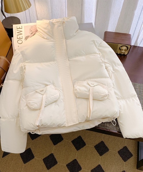 roomy ブルゾン アウター スタンドポケットリボン中綿ブルソン
