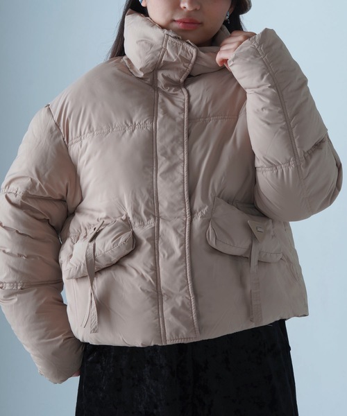 roomy ブルゾン アウター スタンドポケットリボン中綿ブルソン